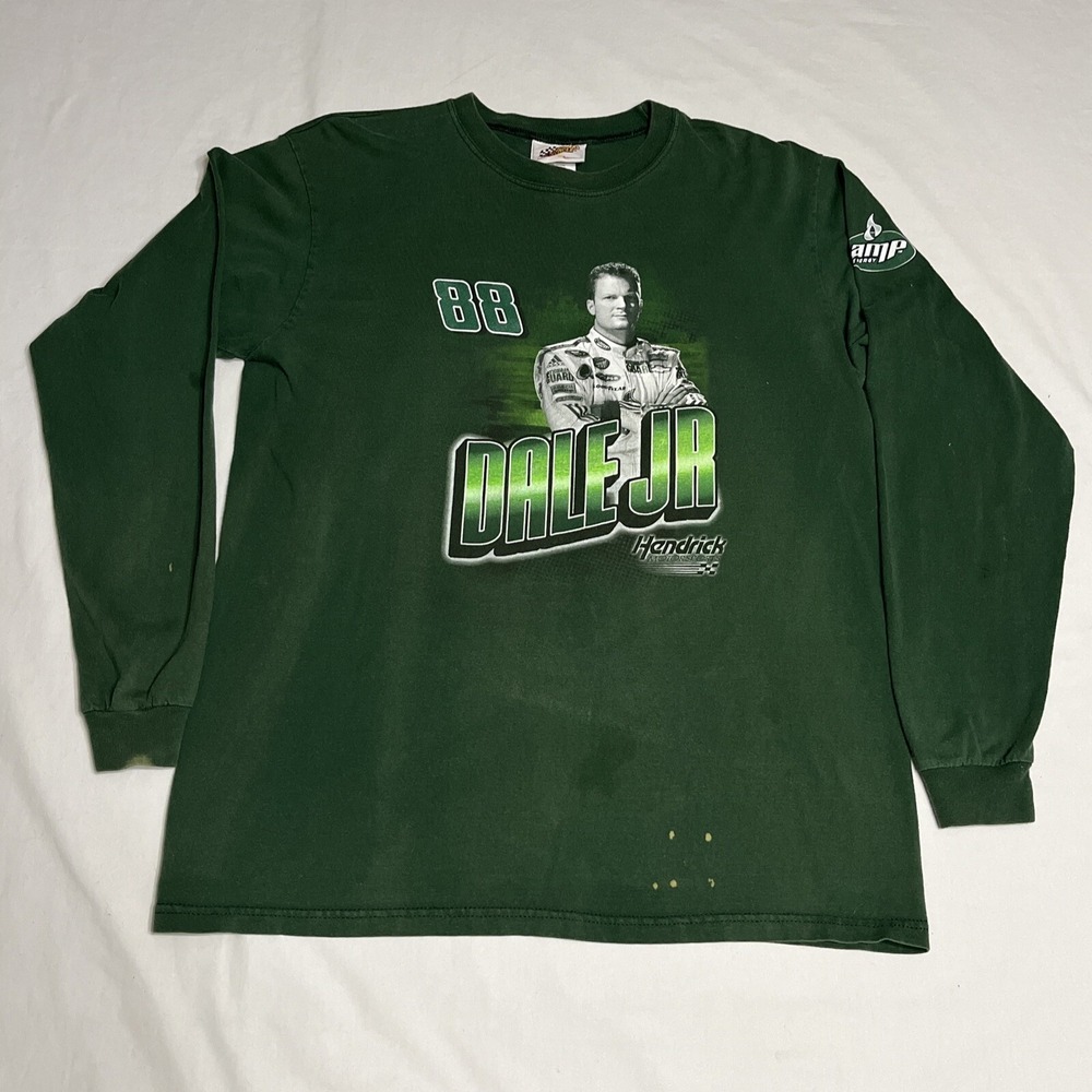 Vintage NASCAR Dale Earnhardt Jr Winners Circle Green Long Sleeve Shirt Large